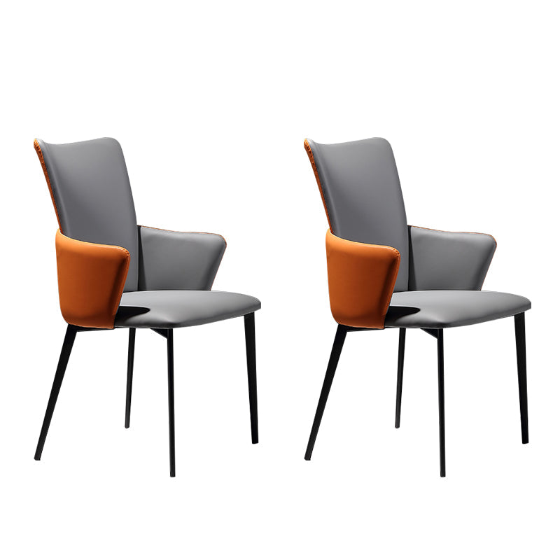 Modern Style Dining Chairs Arm Side Chairs with Metal Legs for Kitchen Orange-Gray 2 Piece Set Clearhalo ' kitchen&dining_furn' 'Dining Chairs' 'Dining Tables & Seating' 'dining_chair' 'furn' 'furn_dining_chair' 'Furniture' 'furniture_dining_chair' 'Kitchen & Dining Furniture' 'kitchen' 4271910