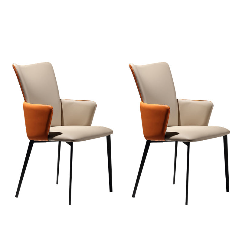 Modern Style Dining Chairs Arm Side Chairs with Metal Legs for Kitchen Orange White 2 Piece Set Clearhalo ' kitchen&dining_furn' 'Dining Chairs' 'Dining Tables & Seating' 'dining_chair' 'furn' 'furn_dining_chair' 'Furniture' 'furniture_dining_chair' 'Kitchen & Dining Furniture' 'kitchen' 4271912