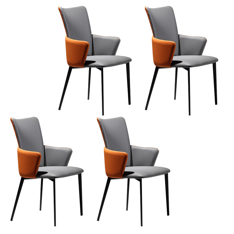Modern Style Dining Chairs Arm Side Chairs with Metal Legs for Kitchen Orange-Gray 4 Piece Set Clearhalo ' kitchen&dining_furn' 'Dining Chairs' 'Dining Tables & Seating' 'dining_chair' 'furn' 'furn_dining_chair' 'Furniture' 'furniture_dining_chair' 'Kitchen & Dining Furniture' 'kitchen' 4271914