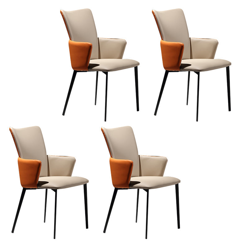 Modern Style Dining Chairs Arm Side Chairs with Metal Legs for Kitchen Orange White 4 Piece Set Clearhalo ' kitchen&dining_furn' 'Dining Chairs' 'Dining Tables & Seating' 'dining_chair' 'furn' 'furn_dining_chair' 'Furniture' 'furniture_dining_chair' 'Kitchen & Dining Furniture' 'kitchen' 4271916