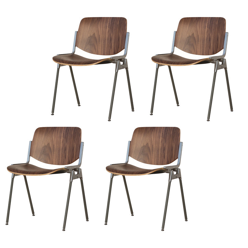 Modern Style Dining Chair Armless Side Open Back Chairs with Metal Legs for Kitchen Walnut 4 Piece Set Clearhalo ' kitchen&dining_furn' 'Dining Chairs' 'Dining Tables & Seating' 'dining_chair' 'furn' 'furn_dining_chair' 'Furniture' 'furniture_dining_chair' 'Kitchen & Dining Furniture' 'kitchen' 4271946