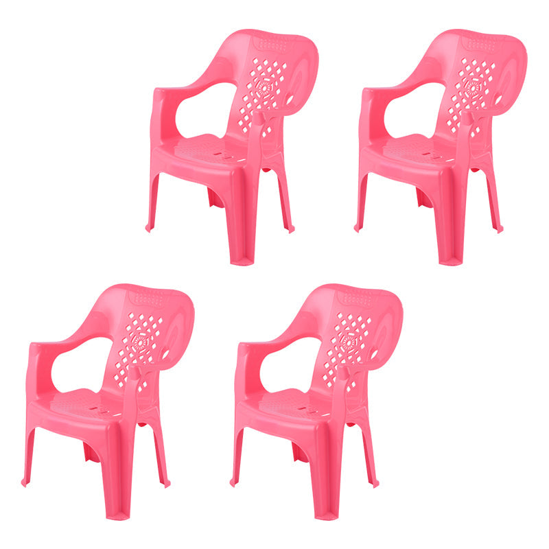 Plastic Modern Dining Arm Chairs Indoor Stackable Home Dining Armchair Pink 4 Piece Set Clearhalo ' kitchen&dining_furn' 'Dining Chairs' 'Dining Tables & Seating' 'dining_chair' 'furn' 'furn_dining_chair' 'Furniture' 'furniture_dining_chair' 'Kitchen & Dining Furniture' 'kitchen' 4271957