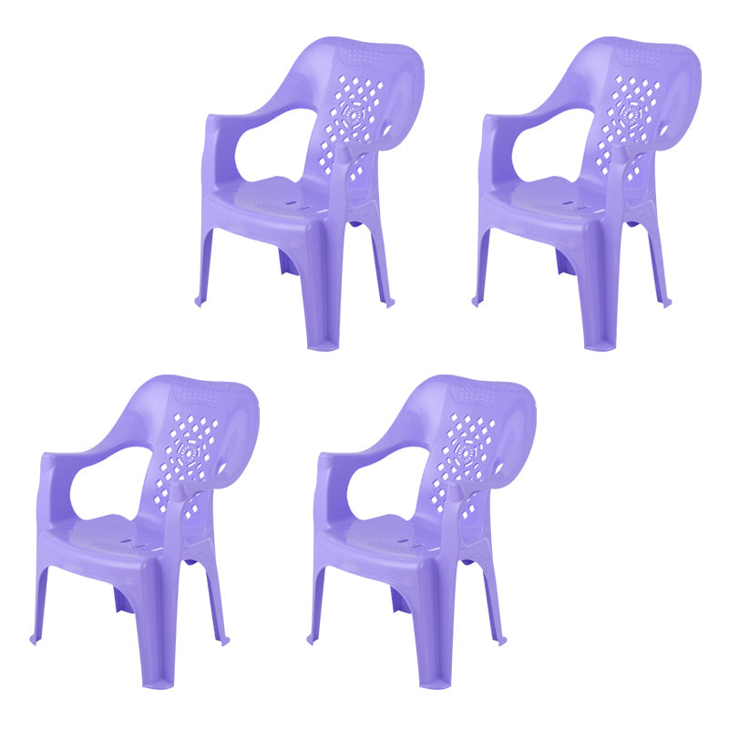 Plastic Modern Dining Arm Chairs Indoor Stackable Home Dining Armchair Purple 4 Piece Set Clearhalo ' kitchen&dining_furn' 'Dining Chairs' 'Dining Tables & Seating' 'dining_chair' 'furn' 'furn_dining_chair' 'Furniture' 'furniture_dining_chair' 'Kitchen & Dining Furniture' 'kitchen' 4271959