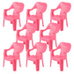 Plastic Modern Dining Arm Chairs Indoor Stackable Home Dining Armchair Pink 8 Piece Set Clearhalo ' kitchen&dining_furn' 'Dining Chairs' 'Dining Tables & Seating' 'dining_chair' 'furn' 'furn_dining_chair' 'Furniture' 'furniture_dining_chair' 'Kitchen & Dining Furniture' 'kitchen' 4271963