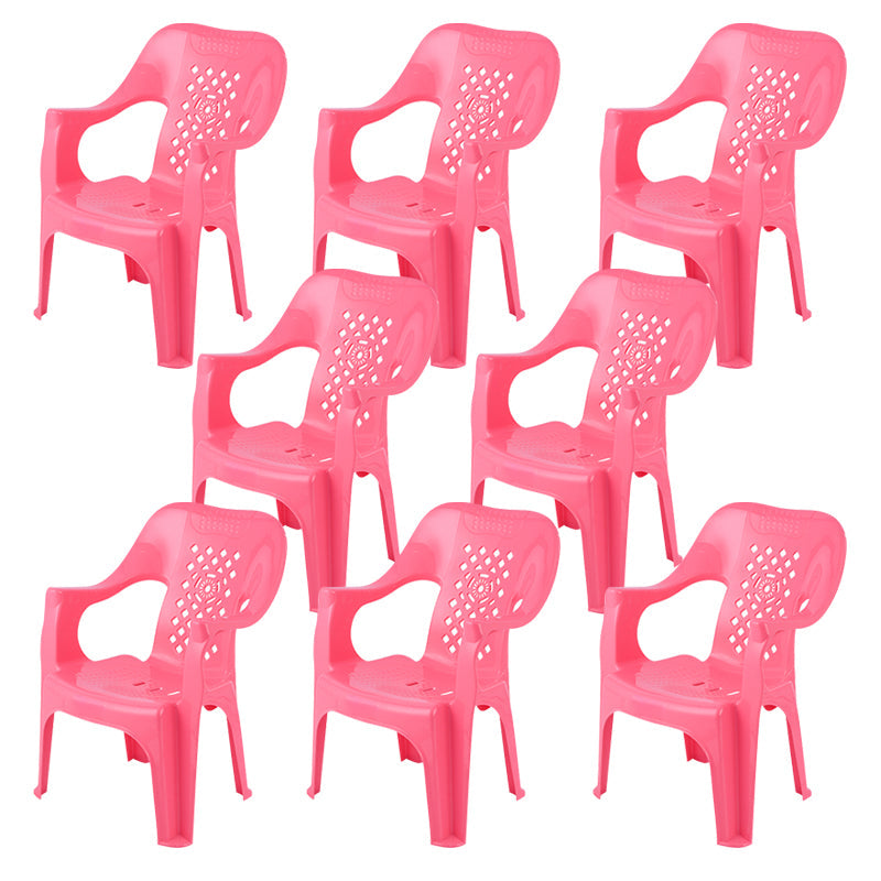 Plastic Modern Dining Arm Chairs Indoor Stackable Home Dining Armchair Pink 8 Piece Set Clearhalo ' kitchen&dining_furn' 'Dining Chairs' 'Dining Tables & Seating' 'dining_chair' 'furn' 'furn_dining_chair' 'Furniture' 'furniture_dining_chair' 'Kitchen & Dining Furniture' 'kitchen' 4271963