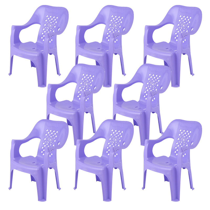 Plastic Modern Dining Arm Chairs Indoor Stackable Home Dining Armchair Purple 8 Piece Set Clearhalo ' kitchen&dining_furn' 'Dining Chairs' 'Dining Tables & Seating' 'dining_chair' 'furn' 'furn_dining_chair' 'Furniture' 'furniture_dining_chair' 'Kitchen & Dining Furniture' 'kitchen' 4271965