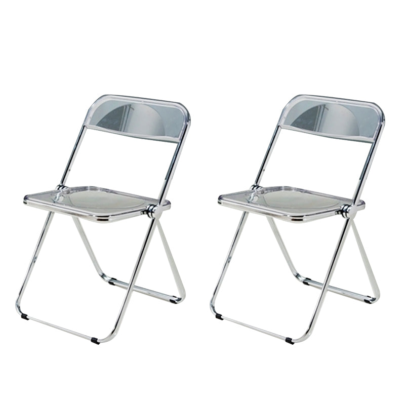 Contemporary Style Dining Chairs Armless Side Open Back Chairs with Metal Legs for Kitchen Clear 2 Piece Set Clearhalo ' kitchen&dining_furn' 'Dining Chairs' 'Dining Tables & Seating' 'dining_chair' 'furn' 'furn_dining_chair' 'Furniture' 'furniture_dining_chair' 'Kitchen & Dining Furniture' 'kitchen' 4271973