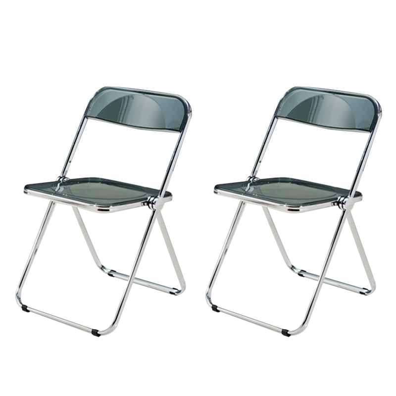 Contemporary Style Dining Chairs Armless Side Open Back Chairs with Metal Legs for Kitchen Smoke Gray 2 Piece Set Clearhalo ' kitchen&dining_furn' 'Dining Chairs' 'Dining Tables & Seating' 'dining_chair' 'furn' 'furn_dining_chair' 'Furniture' 'furniture_dining_chair' 'Kitchen & Dining Furniture' 'kitchen' 4271977