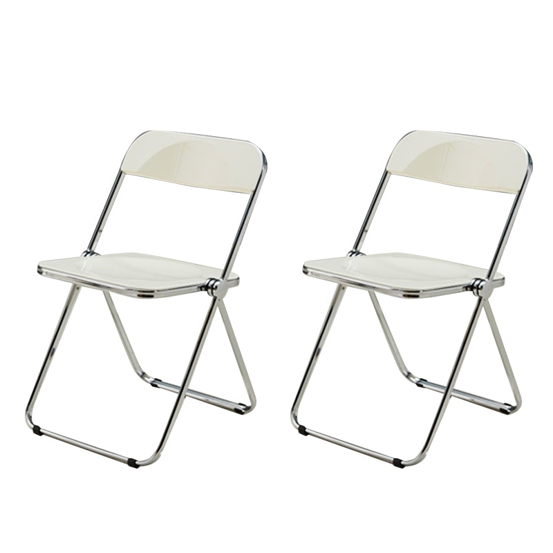 Contemporary Style Dining Chairs Armless Side Open Back Chairs with Metal Legs for Kitchen White 2 Piece Set Clearhalo ' kitchen&dining_furn' 'Dining Chairs' 'Dining Tables & Seating' 'dining_chair' 'furn' 'furn_dining_chair' 'Furniture' 'furniture_dining_chair' 'Kitchen & Dining Furniture' 'kitchen' 4271979