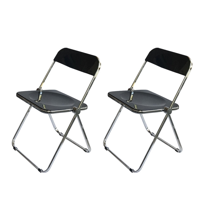 Contemporary Style Dining Chairs Armless Side Open Back Chairs with Metal Legs for Kitchen Black 2 Piece Set Clearhalo ' kitchen&dining_furn' 'Dining Chairs' 'Dining Tables & Seating' 'dining_chair' 'furn' 'furn_dining_chair' 'Furniture' 'furniture_dining_chair' 'Kitchen & Dining Furniture' 'kitchen' 4271986