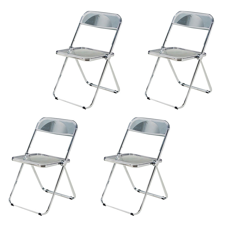 Contemporary Style Dining Chairs Armless Side Open Back Chairs with Metal Legs for Kitchen Clear 4 Piece Set Clearhalo ' kitchen&dining_furn' 'Dining Chairs' 'Dining Tables & Seating' 'dining_chair' 'furn' 'furn_dining_chair' 'Furniture' 'furniture_dining_chair' 'Kitchen & Dining Furniture' 'kitchen' 4271991