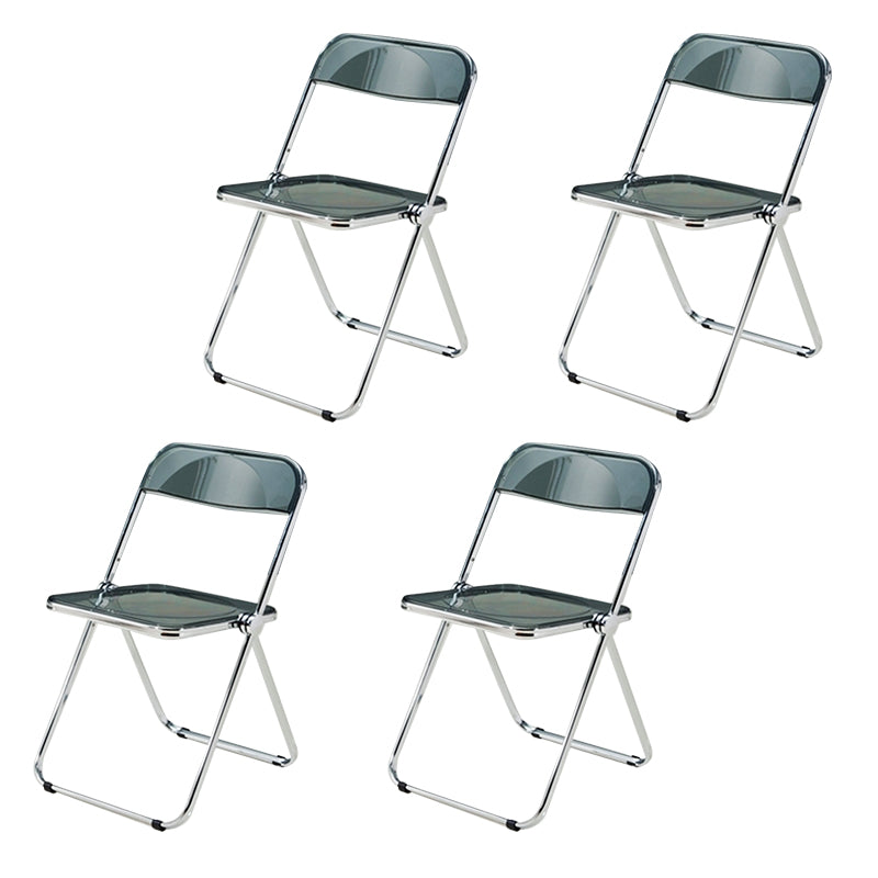 Contemporary Style Dining Chairs Armless Side Open Back Chairs with Metal Legs for Kitchen Smoke Gray 4 Piece Set Clearhalo ' kitchen&dining_furn' 'Dining Chairs' 'Dining Tables & Seating' 'dining_chair' 'furn' 'furn_dining_chair' 'Furniture' 'furniture_dining_chair' 'Kitchen & Dining Furniture' 'kitchen' 4271995