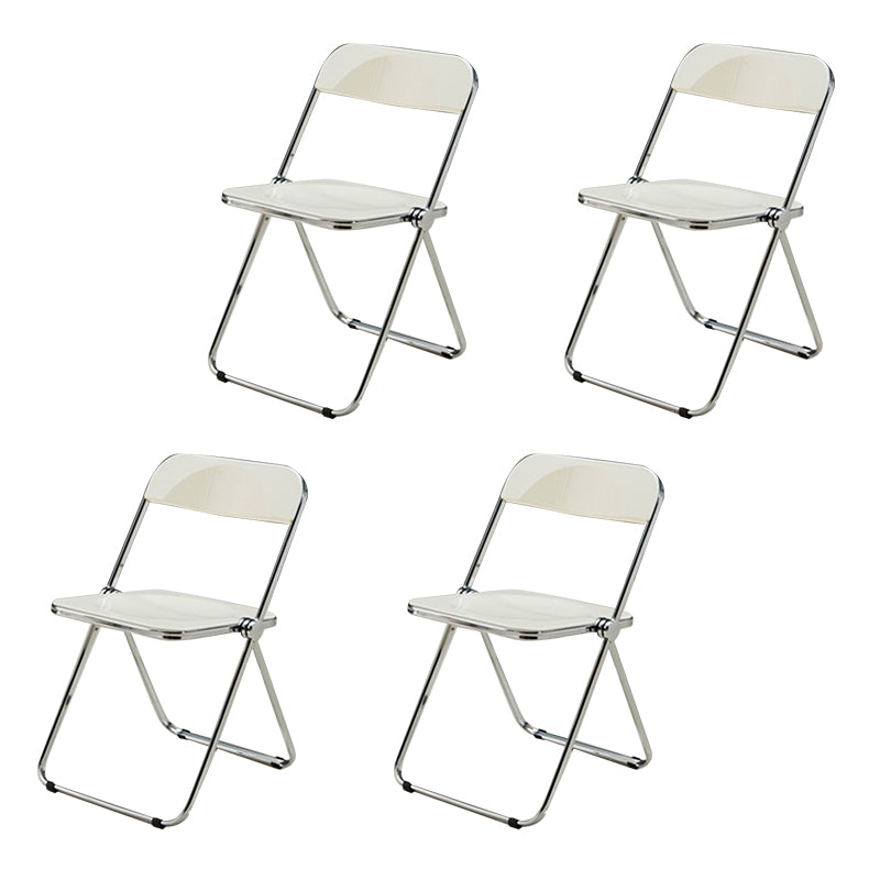 Contemporary Style Dining Chairs Armless Side Open Back Chairs with Metal Legs for Kitchen White 4 Piece Set Clearhalo ' kitchen&dining_furn' 'Dining Chairs' 'Dining Tables & Seating' 'dining_chair' 'furn' 'furn_dining_chair' 'Furniture' 'furniture_dining_chair' 'Kitchen & Dining Furniture' 'kitchen' 4271996