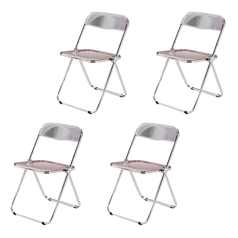 Contemporary Style Dining Chairs Armless Side Open Back Chairs with Metal Legs for Kitchen Light Pink 4 Piece Set Clearhalo ' kitchen&dining_furn' 'Dining Chairs' 'Dining Tables & Seating' 'dining_chair' 'furn' 'furn_dining_chair' 'Furniture' 'furniture_dining_chair' 'Kitchen & Dining Furniture' 'kitchen' 4271998