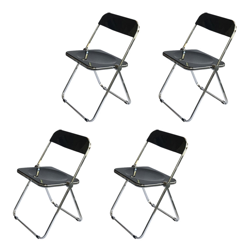 Contemporary Style Dining Chairs Armless Side Open Back Chairs with Metal Legs for Kitchen Black 4 Piece Set Clearhalo ' kitchen&dining_furn' 'Dining Chairs' 'Dining Tables & Seating' 'dining_chair' 'furn' 'furn_dining_chair' 'Furniture' 'furniture_dining_chair' 'Kitchen & Dining Furniture' 'kitchen' 4271999