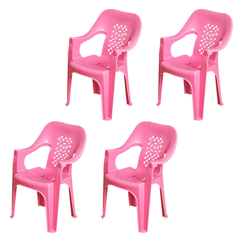 Modern Plastic Dining Arm Chairs Indoor Stackable Home Dining Armchair Pink 4 Piece Set Clearhalo ' kitchen&dining_furn' 'Dining Chairs' 'Dining Tables & Seating' 'dining_chair' 'furn' 'furn_dining_chair' 'Furniture' 'furniture_dining_chair' 'Kitchen & Dining Furniture' 'kitchen' 4272005