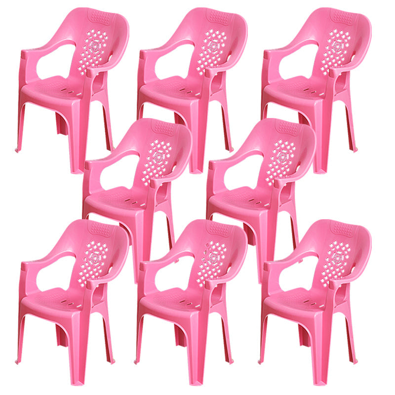 Modern Plastic Dining Arm Chairs Indoor Stackable Home Dining Armchair Pink 8 Piece Set Clearhalo ' kitchen&dining_furn' 'Dining Chairs' 'Dining Tables & Seating' 'dining_chair' 'furn' 'furn_dining_chair' 'Furniture' 'furniture_dining_chair' 'Kitchen & Dining Furniture' 'kitchen' 4272010