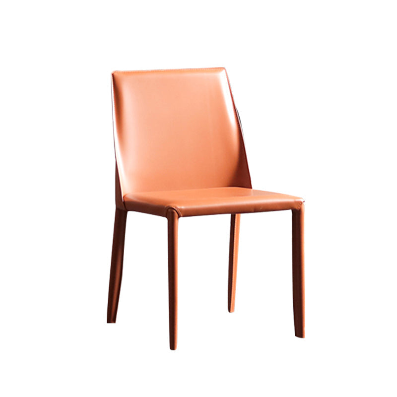 Modern Metal Dining Armless Chair Leather Dining Side Chair for Restaurant Use Orange 1 Piece Clearhalo ' kitchen&dining_furn' 'Dining Chairs' 'Dining Tables & Seating' 'dining_chair' 'furn' 'furn_dining_chair' 'Furniture' 'furniture_dining_chair' 'Kitchen & Dining Furniture' 'kitchen' 4272036
