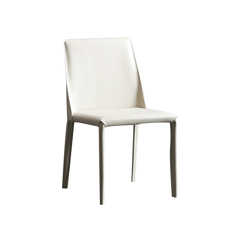 Modern Metal Dining Armless Chair Leather Dining Side Chair for Restaurant Use Off-White 1 Piece Clearhalo ' kitchen&dining_furn' 'Dining Chairs' 'Dining Tables & Seating' 'dining_chair' 'furn' 'furn_dining_chair' 'Furniture' 'furniture_dining_chair' 'Kitchen & Dining Furniture' 'kitchen' 4272037