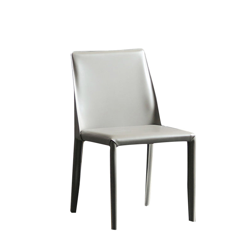 Modern Metal Dining Armless Chair Leather Dining Side Chair for Restaurant Use Gray-Khaki 1 Piece Clearhalo ' kitchen&dining_furn' 'Dining Chairs' 'Dining Tables & Seating' 'dining_chair' 'furn' 'furn_dining_chair' 'Furniture' 'furniture_dining_chair' 'Kitchen & Dining Furniture' 'kitchen' 4272045