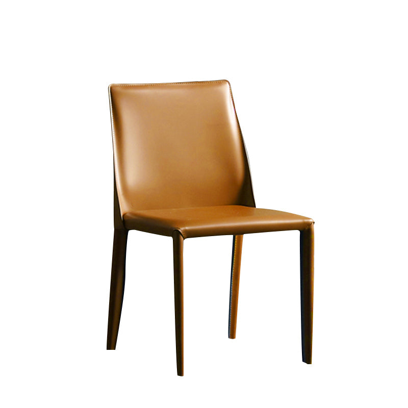 Modern Metal Dining Armless Chair Leather Dining Side Chair for Restaurant Use Yellow 1 Piece Clearhalo ' kitchen&dining_furn' 'Dining Chairs' 'Dining Tables & Seating' 'dining_chair' 'furn' 'furn_dining_chair' 'Furniture' 'furniture_dining_chair' 'Kitchen & Dining Furniture' 'kitchen' 4272047