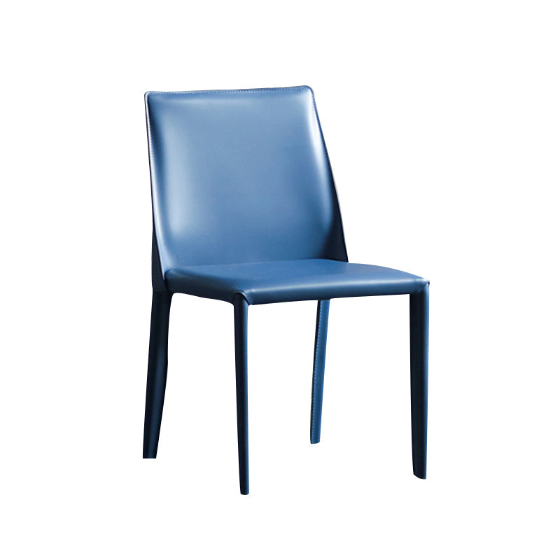 Modern Metal Dining Armless Chair Leather Dining Side Chair for Restaurant Use Blue 1 Piece Clearhalo ' kitchen&dining_furn' 'Dining Chairs' 'Dining Tables & Seating' 'dining_chair' 'furn' 'furn_dining_chair' 'Furniture' 'furniture_dining_chair' 'Kitchen & Dining Furniture' 'kitchen' 4272052