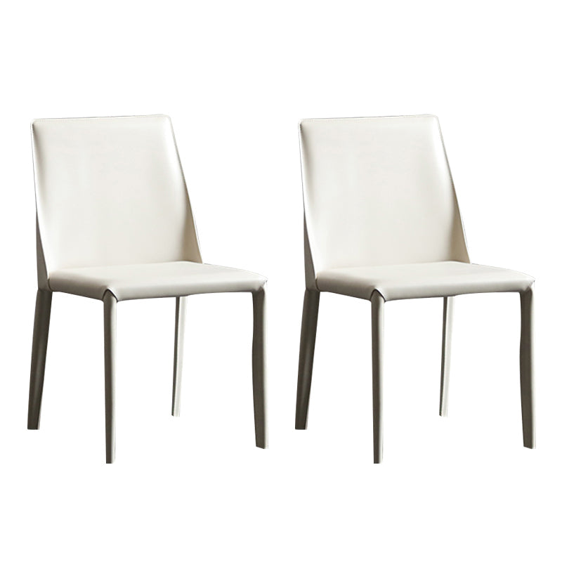 Modern Metal Dining Armless Chair Leather Dining Side Chair for Restaurant Use Off-White 2 Piece Set Clearhalo ' kitchen&dining_furn' 'Dining Chairs' 'Dining Tables & Seating' 'dining_chair' 'furn' 'furn_dining_chair' 'Furniture' 'furniture_dining_chair' 'Kitchen & Dining Furniture' 'kitchen' 4272054