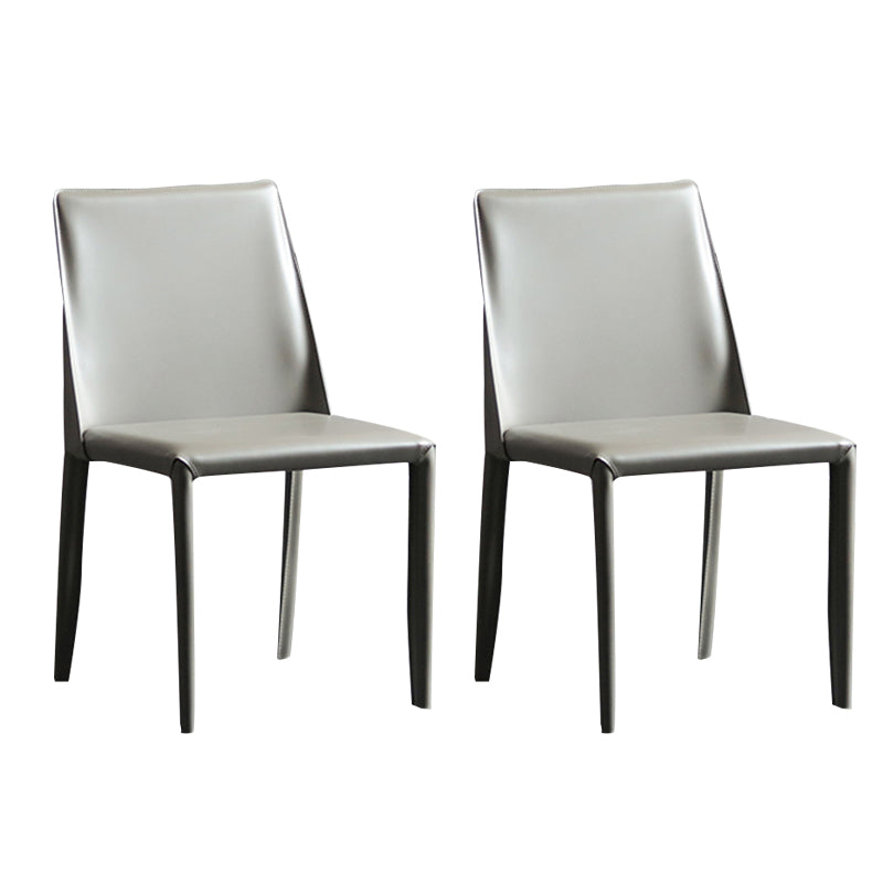 Modern Metal Dining Armless Chair Leather Dining Side Chair for Restaurant Use Grey 2 Piece Set Clearhalo ' kitchen&dining_furn' 'Dining Chairs' 'Dining Tables & Seating' 'dining_chair' 'furn' 'furn_dining_chair' 'Furniture' 'furniture_dining_chair' 'Kitchen & Dining Furniture' 'kitchen' 4272055