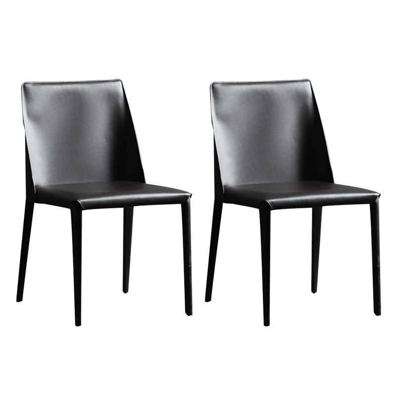 Modern Metal Dining Armless Chair Leather Dining Side Chair for Restaurant Use Black 2 Piece Set Clearhalo ' kitchen&dining_furn' 'Dining Chairs' 'Dining Tables & Seating' 'dining_chair' 'furn' 'furn_dining_chair' 'Furniture' 'furniture_dining_chair' 'Kitchen & Dining Furniture' 'kitchen' 4272056