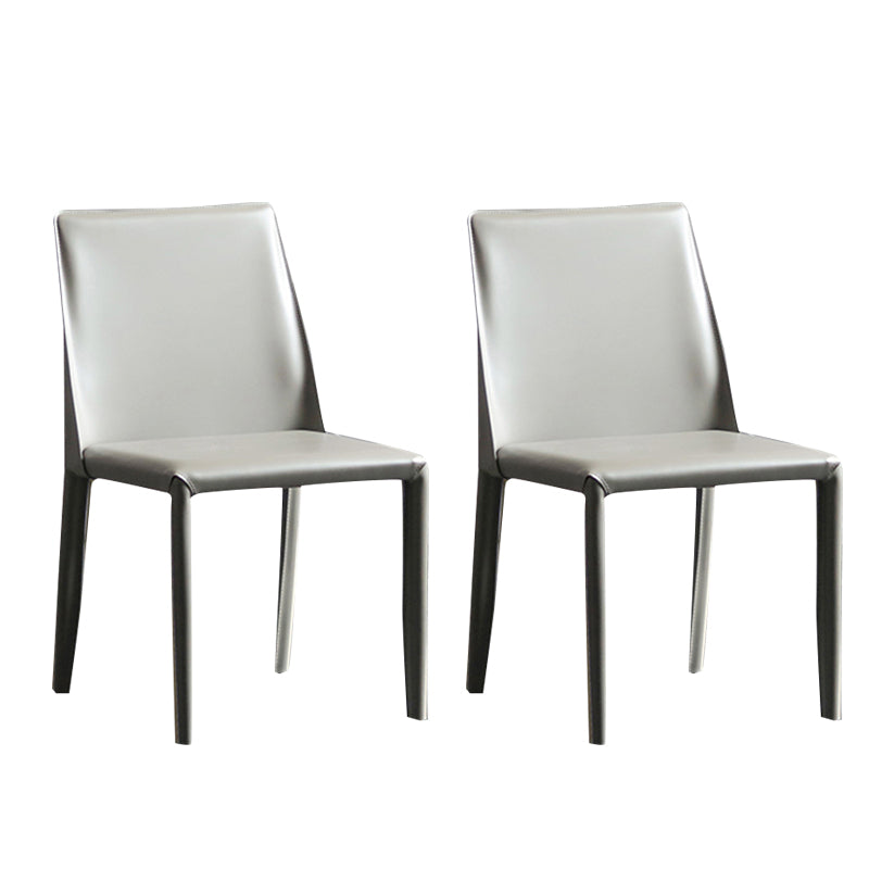 Modern Metal Dining Armless Chair Leather Dining Side Chair for Restaurant Use Gray-Khaki 2 Piece Set Clearhalo ' kitchen&dining_furn' 'Dining Chairs' 'Dining Tables & Seating' 'dining_chair' 'furn' 'furn_dining_chair' 'Furniture' 'furniture_dining_chair' 'Kitchen & Dining Furniture' 'kitchen' 4272058