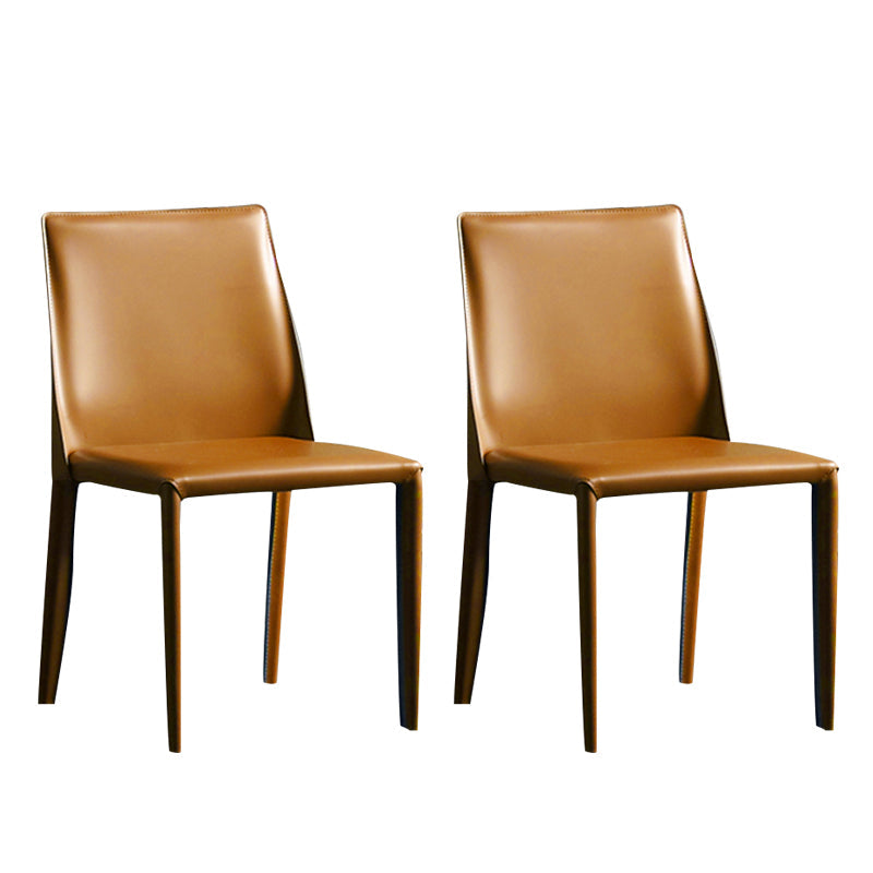 Modern Metal Dining Armless Chair Leather Dining Side Chair for Restaurant Use Yellow 2 Piece Set Clearhalo ' kitchen&dining_furn' 'Dining Chairs' 'Dining Tables & Seating' 'dining_chair' 'furn' 'furn_dining_chair' 'Furniture' 'furniture_dining_chair' 'Kitchen & Dining Furniture' 'kitchen' 4272059