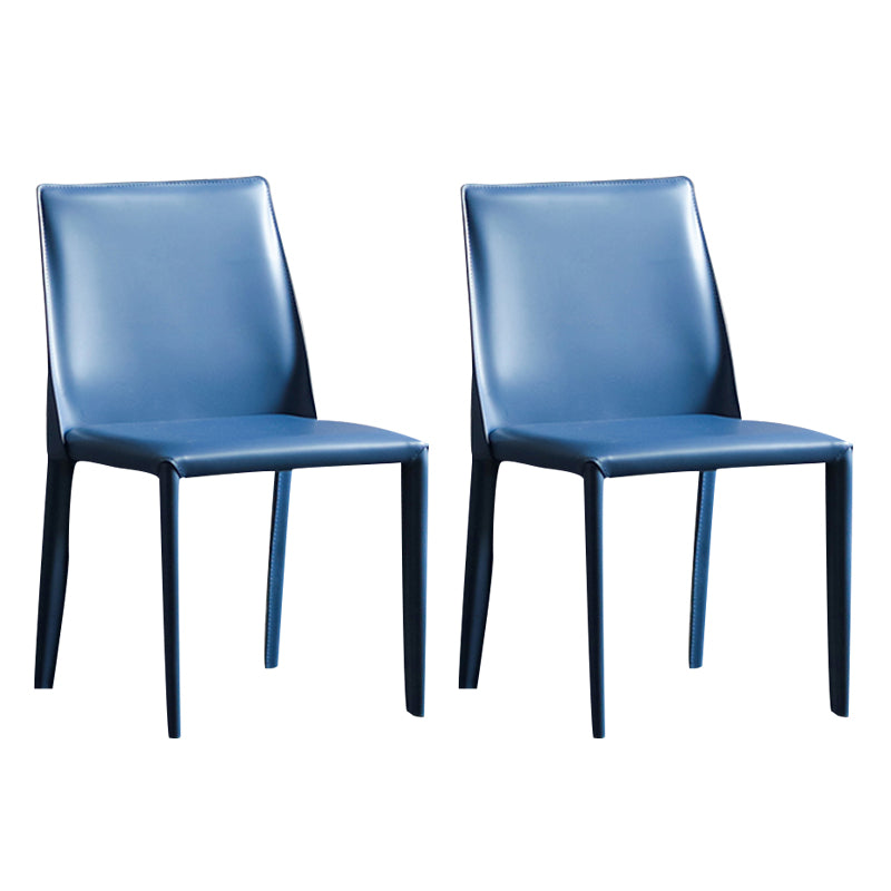Modern Metal Dining Armless Chair Leather Dining Side Chair for Restaurant Use Blue 2 Piece Set Clearhalo ' kitchen&dining_furn' 'Dining Chairs' 'Dining Tables & Seating' 'dining_chair' 'furn' 'furn_dining_chair' 'Furniture' 'furniture_dining_chair' 'Kitchen & Dining Furniture' 'kitchen' 4272061