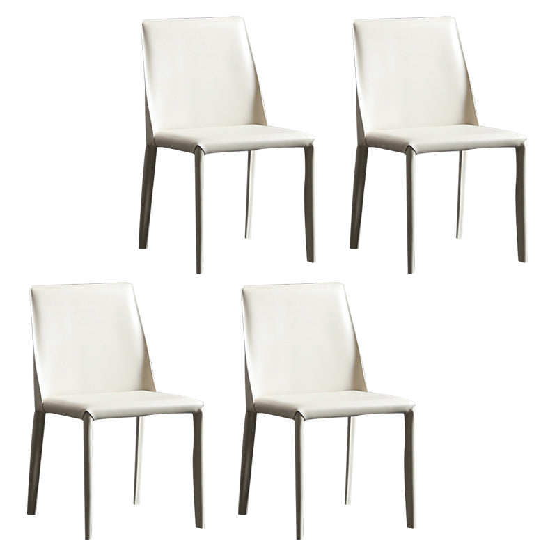 Modern Metal Dining Armless Chair Leather Dining Side Chair for Restaurant Use Off-White 4 Piece Set Clearhalo ' kitchen&dining_furn' 'Dining Chairs' 'Dining Tables & Seating' 'dining_chair' 'furn' 'furn_dining_chair' 'Furniture' 'furniture_dining_chair' 'Kitchen & Dining Furniture' 'kitchen' 4272063