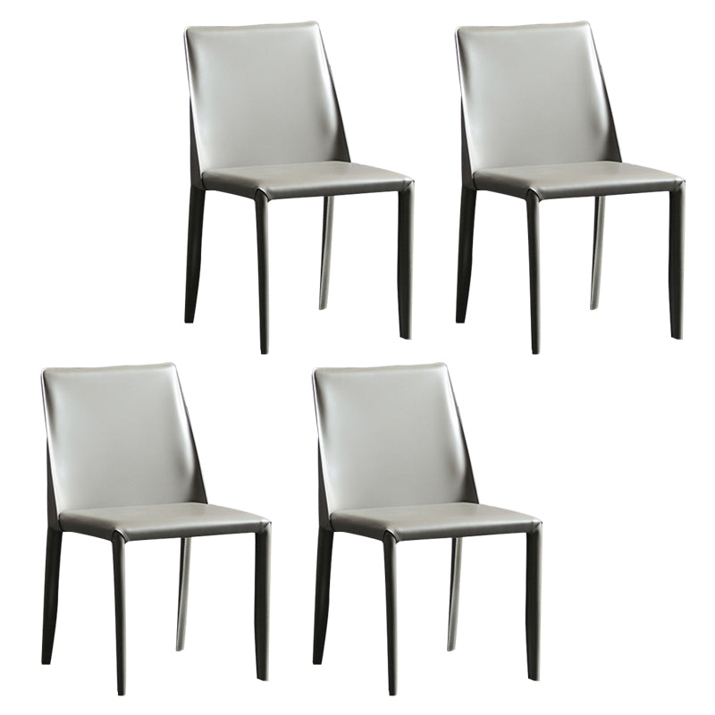 Modern Metal Dining Armless Chair Leather Dining Side Chair for Restaurant Use Grey 4 Piece Set Clearhalo ' kitchen&dining_furn' 'Dining Chairs' 'Dining Tables & Seating' 'dining_chair' 'furn' 'furn_dining_chair' 'Furniture' 'furniture_dining_chair' 'Kitchen & Dining Furniture' 'kitchen' 4272064