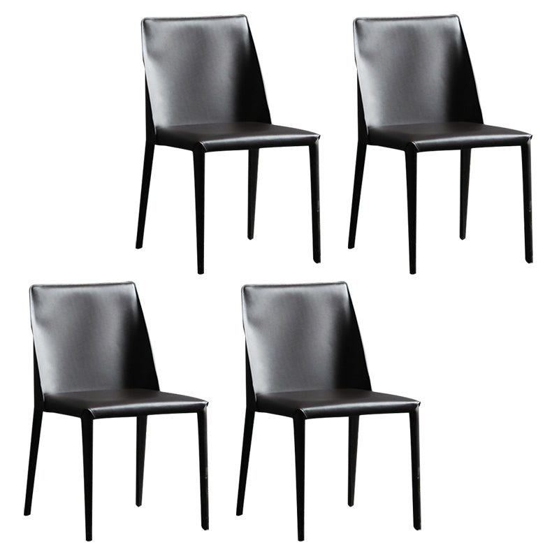 Modern Metal Dining Armless Chair Leather Dining Side Chair for Restaurant Use Black 4 Piece Set Clearhalo ' kitchen&dining_furn' 'Dining Chairs' 'Dining Tables & Seating' 'dining_chair' 'furn' 'furn_dining_chair' 'Furniture' 'furniture_dining_chair' 'Kitchen & Dining Furniture' 'kitchen' 4272065