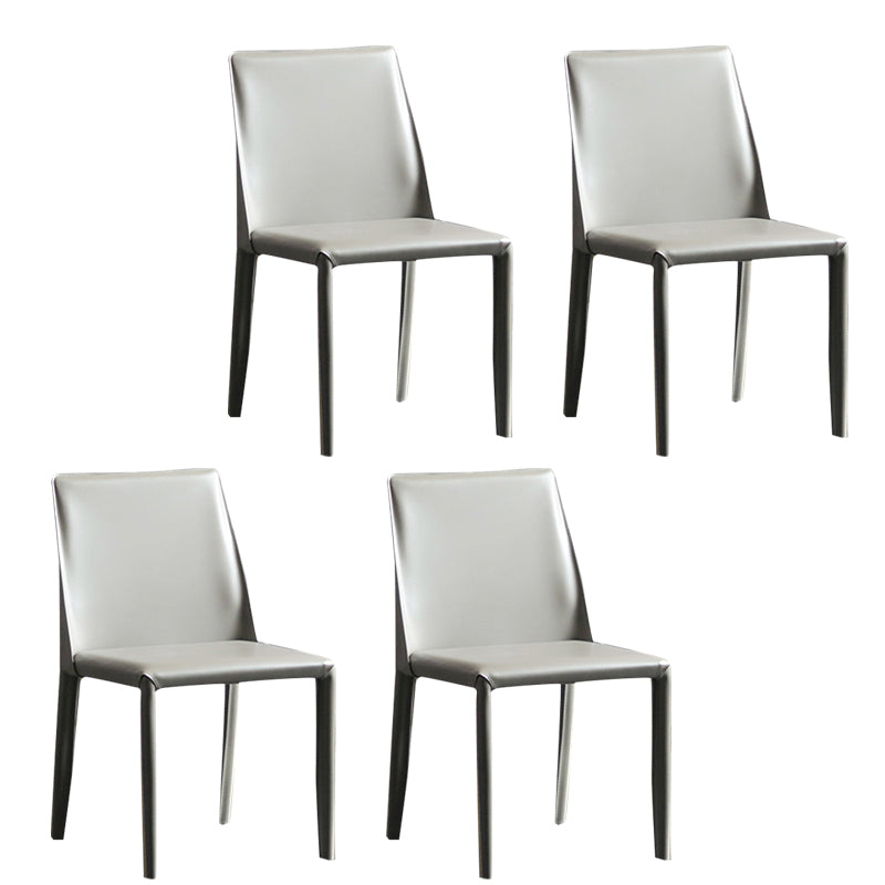 Modern Metal Dining Armless Chair Leather Dining Side Chair for Restaurant Use Gray-Khaki 4 Piece Set Clearhalo ' kitchen&dining_furn' 'Dining Chairs' 'Dining Tables & Seating' 'dining_chair' 'furn' 'furn_dining_chair' 'Furniture' 'furniture_dining_chair' 'Kitchen & Dining Furniture' 'kitchen' 4272067