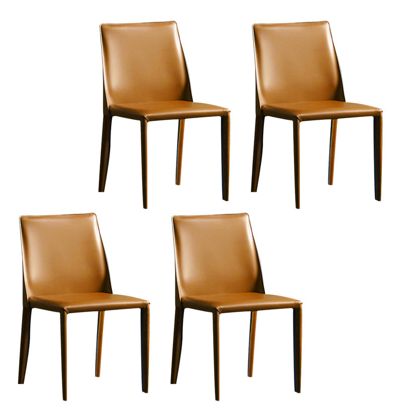 Modern Metal Dining Armless Chair Leather Dining Side Chair for Restaurant Use Yellow 4 Piece Set Clearhalo ' kitchen&dining_furn' 'Dining Chairs' 'Dining Tables & Seating' 'dining_chair' 'furn' 'furn_dining_chair' 'Furniture' 'furniture_dining_chair' 'Kitchen & Dining Furniture' 'kitchen' 4272068