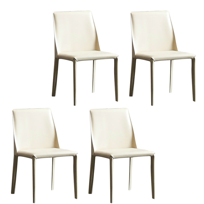 Modern Metal Dining Armless Chair Leather Dining Side Chair for Restaurant Use Champagne 4 Piece Set Clearhalo ' kitchen&dining_furn' 'Dining Chairs' 'Dining Tables & Seating' 'dining_chair' 'furn' 'furn_dining_chair' 'Furniture' 'furniture_dining_chair' 'Kitchen & Dining Furniture' 'kitchen' 4272069