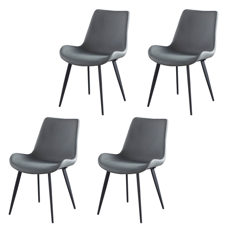 Minimalist Style Leather Dining Chairs Solid Back Arm Chair for Home Use Grey 4 Piece Set Clearhalo ' kitchen&dining_furn' 'Dining Chairs' 'Dining Tables & Seating' 'dining_chair' 'furn' 'furn_dining_chair' 'Furniture' 'furniture_dining_chair' 'Kitchen & Dining Furniture' 'kitchen' 4272106