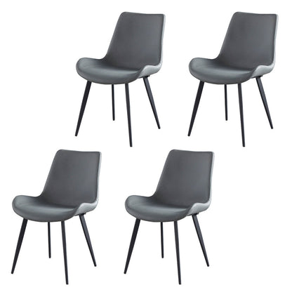 Minimalist Style Leather Dining Chairs Solid Back Arm Chair for Home Use Grey 4 Piece Set Clearhalo ' kitchen&dining_furn' 'Dining Chairs' 'Dining Tables & Seating' 'dining_chair' 'furn' 'furn_dining_chair' 'Furniture' 'furniture_dining_chair' 'Kitchen & Dining Furniture' 'kitchen' 4272106