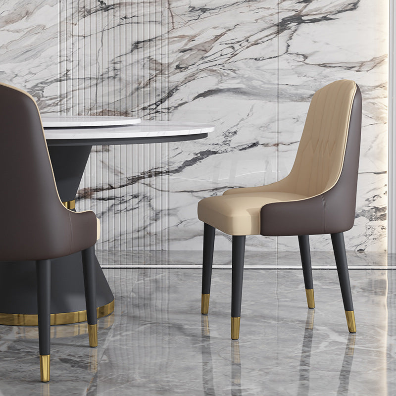 Scandinavian Style Leather Dining Chairs Armless Solid Back Chairs for Kitchen Clearhalo ' kitchen&dining_furn' 'Dining Chairs' 'Dining Tables & Seating' 'dining_chair' 'furn' 'furn_dining_chair' 'Furniture' 'furniture_dining_chair' 'Kitchen & Dining Furniture' 'kitchen' 4272146