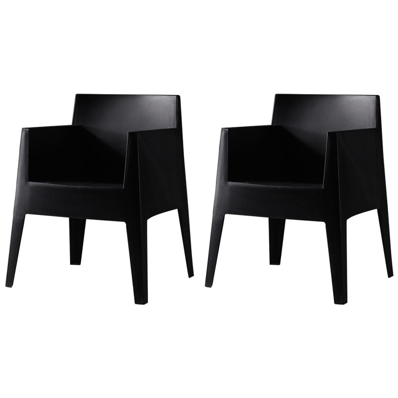 Scandinavian Style Arm Plastic Side Chairs Solid Back Dining Chair for Home Black 2 Piece Set Clearhalo ' kitchen&dining_furn' 'Dining Chairs' 'Dining Tables & Seating' 'dining_chair' 'furn' 'furn_dining_chair' 'Furniture' 'furniture_dining_chair' 'Kitchen & Dining Furniture' 'kitchen' 4272193