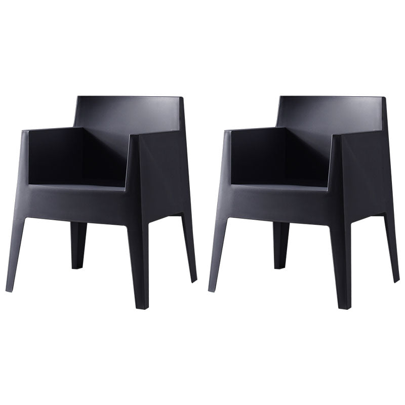 Scandinavian Style Arm Plastic Side Chairs Solid Back Dining Chair for Home Black-Gray 2 Piece Set Clearhalo ' kitchen&dining_furn' 'Dining Chairs' 'Dining Tables & Seating' 'dining_chair' 'furn' 'furn_dining_chair' 'Furniture' 'furniture_dining_chair' 'Kitchen & Dining Furniture' 'kitchen' 4272194