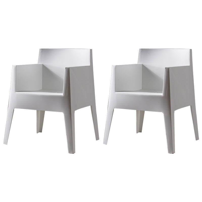 Scandinavian Style Arm Plastic Side Chairs Solid Back Dining Chair for Home White 2 Piece Set Clearhalo ' kitchen&dining_furn' 'Dining Chairs' 'Dining Tables & Seating' 'dining_chair' 'furn' 'furn_dining_chair' 'Furniture' 'furniture_dining_chair' 'Kitchen & Dining Furniture' 'kitchen' 4272196