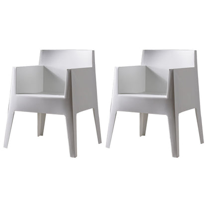 Scandinavian Style Arm Plastic Side Chairs Solid Back Dining Chair for Home White 2 Piece Set Clearhalo ' kitchen&dining_furn' 'Dining Chairs' 'Dining Tables & Seating' 'dining_chair' 'furn' 'furn_dining_chair' 'Furniture' 'furniture_dining_chair' 'Kitchen & Dining Furniture' 'kitchen' 4272196