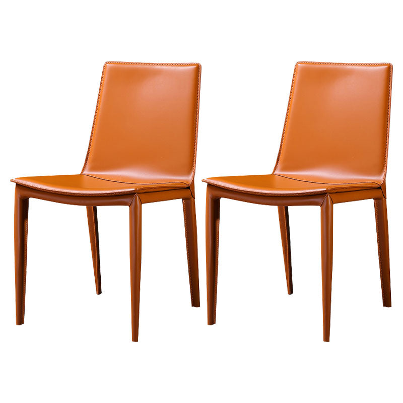 Contemporary Style Dining Chairs Armless Metal Side Chairs for Kitchen Orange 2 Piece Set Clearhalo ' kitchen&dining_furn' 'Dining Chairs' 'Dining Tables & Seating' 'dining_chair' 'furn' 'furn_dining_chair' 'Furniture' 'furniture_dining_chair' 'Kitchen & Dining Furniture' 'kitchen' 4272207