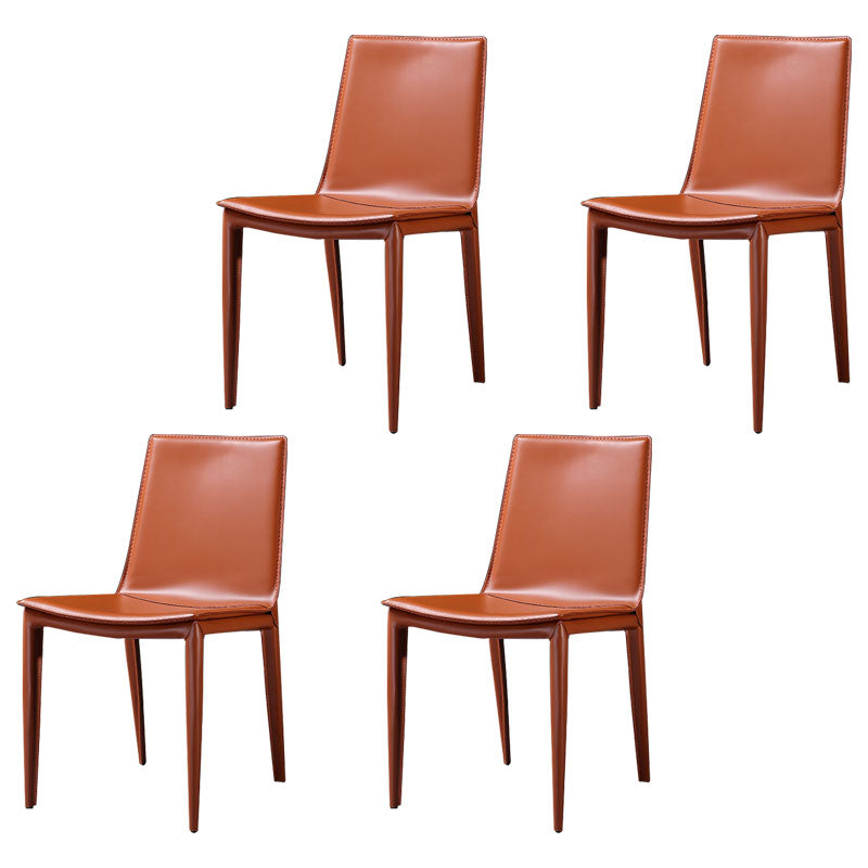 Contemporary Style Dining Chairs Armless Metal Side Chairs for Kitchen Light Brown 4 Piece Set Clearhalo ' kitchen&dining_furn' 'Dining Chairs' 'Dining Tables & Seating' 'dining_chair' 'furn' 'furn_dining_chair' 'Furniture' 'furniture_dining_chair' 'Kitchen & Dining Furniture' 'kitchen' 4272215