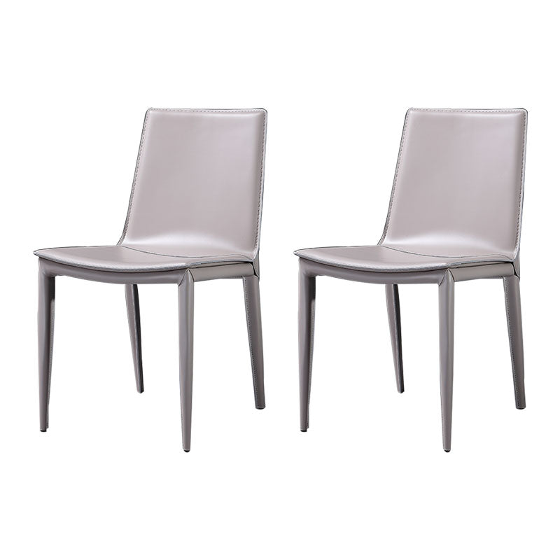 Contemporary Style Dining Chairs Armless Metal Side Chairs for Kitchen Gray-White 2 Piece Set Clearhalo ' kitchen&dining_furn' 'Dining Chairs' 'Dining Tables & Seating' 'dining_chair' 'furn' 'furn_dining_chair' 'Furniture' 'furniture_dining_chair' 'Kitchen & Dining Furniture' 'kitchen' 4272219