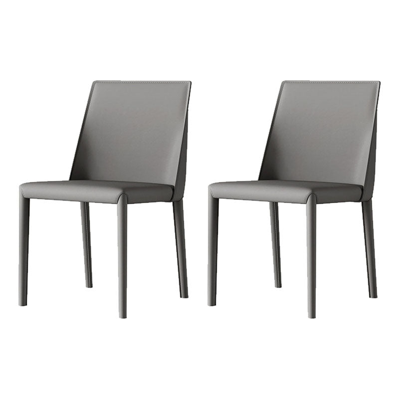 Metal Leather Industrial Dining Side Chairs Dining Room Solid Back Chair (Set of 2) Grey Clearhalo ' kitchen&dining_furn' 'Dining Chairs' 'Dining Tables & Seating' 'dining_chair' 'furn' 'furn_dining_chair' 'Furniture' 'furniture_dining_chair' 'Kitchen & Dining Furniture' 'kitchen' 4272225
