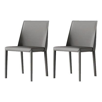Metal Leather Industrial Dining Side Chairs Dining Room Solid Back Chair (Set of 2) Grey Clearhalo ' kitchen&dining_furn' 'Dining Chairs' 'Dining Tables & Seating' 'dining_chair' 'furn' 'furn_dining_chair' 'Furniture' 'furniture_dining_chair' 'Kitchen & Dining Furniture' 'kitchen' 4272225